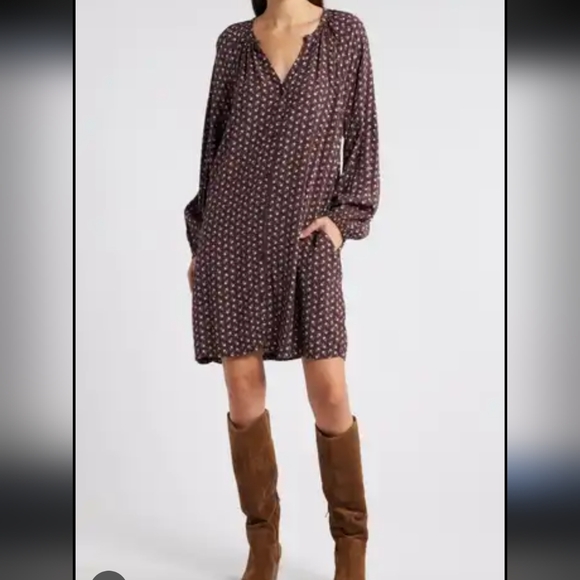 Treasure & Bond Dresses & Skirts - Treasure & Bond Long Sleeve Lace Up Midi Dress Loose Size S Purple Pockets